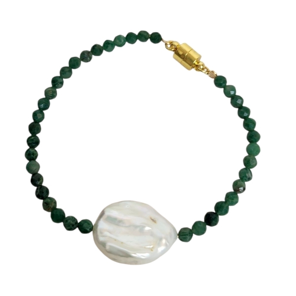 Natural African Chalcedony Baroque Pearl Magnetic Bracelet